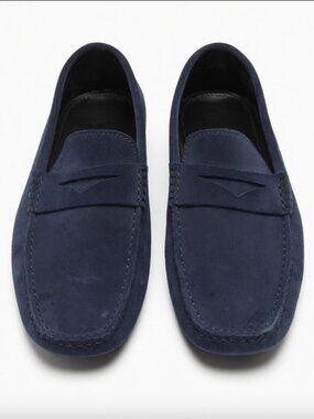 Luxury Shoes - a. testoni Suede - Lola Navy Slip On Driving Shoes - Size 10